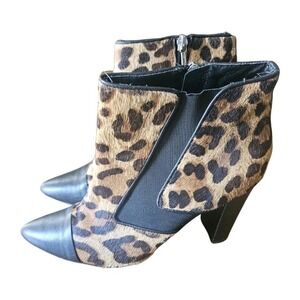 Donald J Pliner Leopard Pony Hair Booties 8 Vero Cuoio Leather Ankle Boots Blis‎